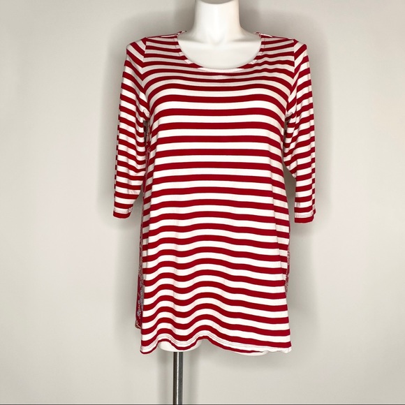 Woman Within Tops - Woman Within tunic, stripes & patterned inserts